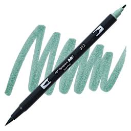 Tombow Dual Brush Pen - Holly Green pen and swatch