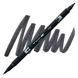 Tombow Dual Brush Pen - Lamp Black pen and swatch