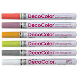 Decocolor Paint Markers- Retro Colors, Set of 6, Fine Tip (markers with caps on)
