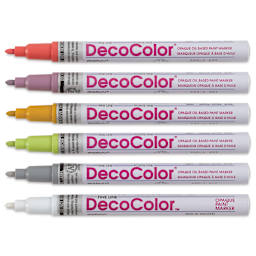 Decocolor Paint Markers- Retro Colors, Set of 6, Fine Tip (markers with caps off)