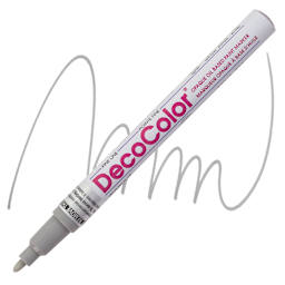Decocolor Paint Marker - Grey, Fine Tip marker and swatch