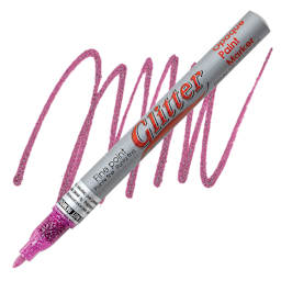 Decocolor Glitter Marker - Glitter Magenta, Fine Point marker and swatch