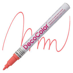 Decocolor Paint Marker - Coral Pink, Fine Tip marker and swatch