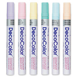 Decocolor Paint Markers- Pastel Colors, Broad Tip, Set of 6 (set contents)