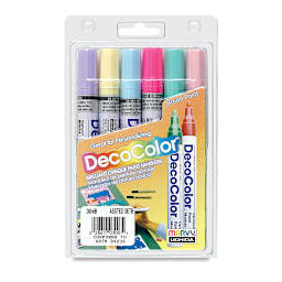 Decocolor Paint Markers- Pastel Colors, Broad Tip, Set of 6 (front of package)