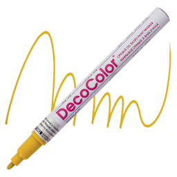 Decocolor Paint Marker - Mustard, Fine Tip marker and swatch