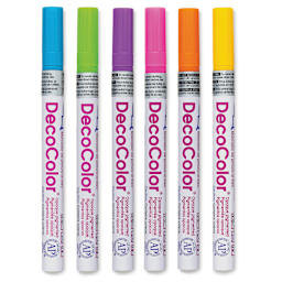 Decocolor Paint Markers - Hot Colors, Fine Tip, Set of 6 (set contents)