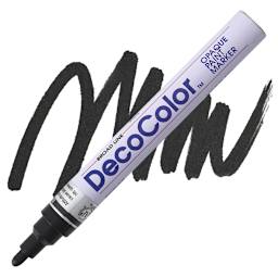 Decocolor Paint Marker - Black, Broad Tip marker and swatch
