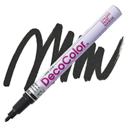 Decocolor Paint Marker - Black, Fine Tip marker and swatch