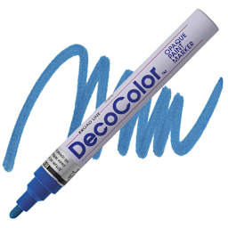 Decocolor Paint Marker - Blue, Broad Tip marker and swatch