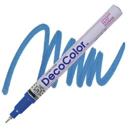 Decocolor Paint Marker - Blue, Extra Fine Tip marker and swatch