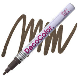 Decocolor Paint Marker - Dark Brown, Fine Tip marker and swatch