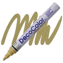 Decocolor Paint Marker - Gold, Broad Tip marker and swatch