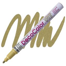 Decocolor Paint Marker - Gold, Fine Tip marker and swatch