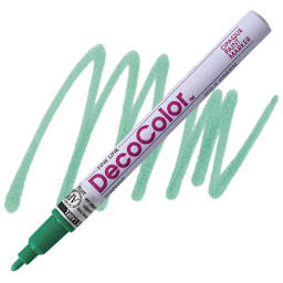 Decocolor Paint Marker - Green, Fine Tip marker and swatch