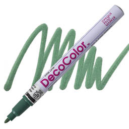 Decocolor Paint Marker - Pine Green, Fine Tip marker and swatch