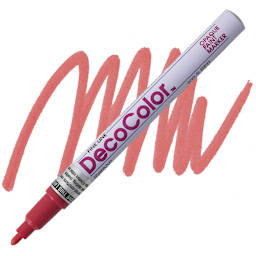 Decocolor Paint Marker - Red, Fine Tip marker and swatch