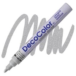 Decocolor Paint Marker - Silver, Broad Tip marker and swatch