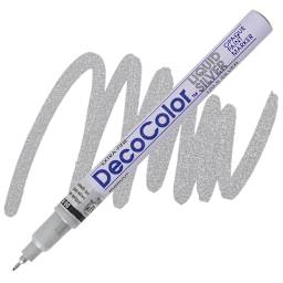 Decocolor Paint Marker - Silver, Extra Fine Tip marker and swatch
