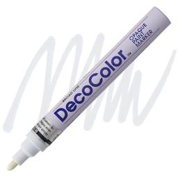 Decocolor Paint Marker - White, Broad Tip marker and swatch