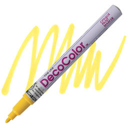 Decocolor Paint Marker - Yellow, Fine Tip marker and swatch
