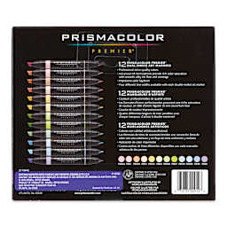 Prismacolor Premier Dual-Ended Art Markers - Pastel, Set of 12 (back of package)
