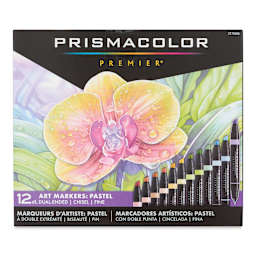 Prismacolor Premier Dual-Ended Art Markers - Pastel, Set of 12 (front of package)