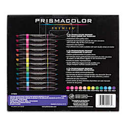 Prismacolor Premier Dual-Ended Art Markers - Hyper Brights, Set of 12 (back of package)