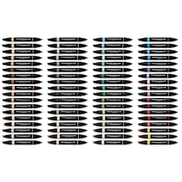 Prismacolor Premier Dual-Ended Art Markers - Assorted Colors, Set B, Set of 72, markers laid out with caps off