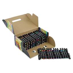 Prismacolor Premier Dual-Ended Art Markers - Assorted Colors, Set A, Set of 72 (box open to show markers on trays)