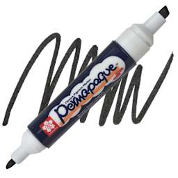 Sakura Permapaque Opaque Paint Marker - Black, Dual Point marker and swatch