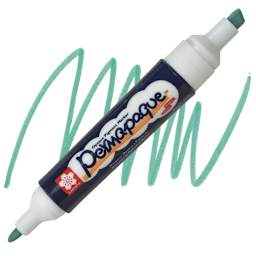 Sakura Permapaque Opaque Paint Marker - Green, Dual Point marker and swatch