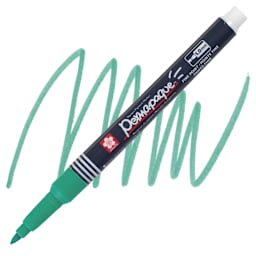 Sakura Permapaque Opaque Paint Marker - Green, Fine Point marker and swatch