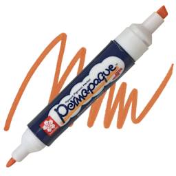 Sakura Permapaque Opaque Paint Marker - Orange, Dual Point marker and swatch