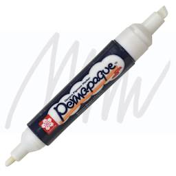 Sakura Permapaque Opaque Paint Marker - White, Dual Point marker and swatch