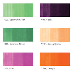 Copic Sketch Marker Set - Set of 6, Secondary Tones