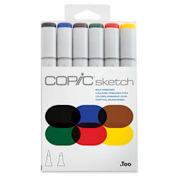 Copic Sketch Marker Set - Bold Primaries, Set of 6