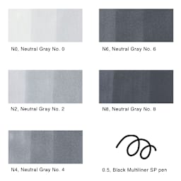 Copic Sketch Marker Set - Set of 6, Sketching Grays