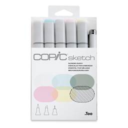 Copic Sketch Markers, Set of 6. Blending Basics. Front of package.