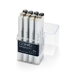 Copic Sketch Marker Set - Warm Grays, Set of 12