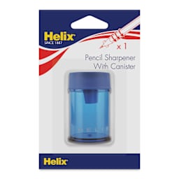 Helix Hand-Held Pencil Sharpener - Single Hole, front of the packaging of the Blue sharpener