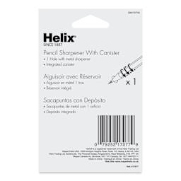 Helix Hand-Held Pencil Sharpener - Single Hole, back of the packaging