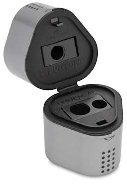 Faber-Castell Grip Trio Sharpener - Silver color shown open