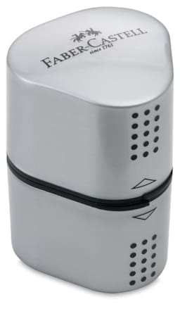 Faber-Castell Grip Trio Sharpener - Silver color shown closed