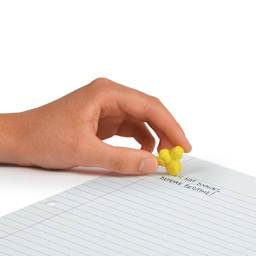 Fred Fresh Popcorn Erasers, hand grasping an eraser 