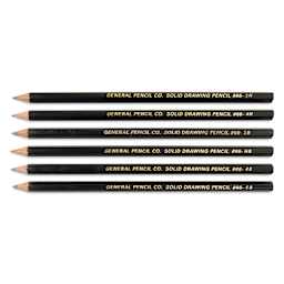 General's Solid Graphite Drawing Pencils - Classroom Pack of 144, six single pencils laid out