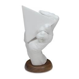 Human Hand Stand - Side of left hand holding a Tetrahedron