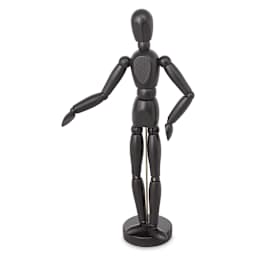 Black Wood Manikin gesturing with its arms.