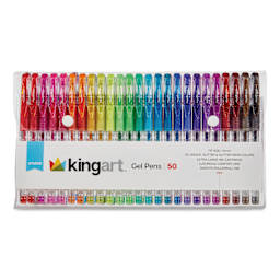 Kingart Studio Gel Pens - Set of 50, Glitter and Glitter Neon Colors, front of the packaging