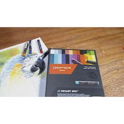 Caran d’Ache Neoart 6901 Pastels - Set of 24, Assorted Colors, on desk